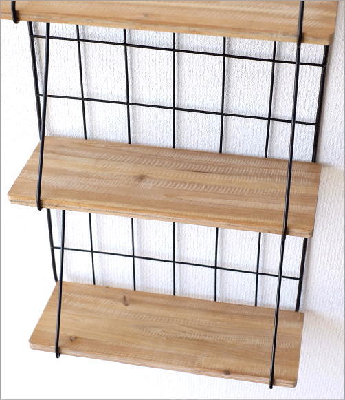 楽天市場】ウォールシェルフ 3段 壁掛け おしゃれ アイアン ウッド