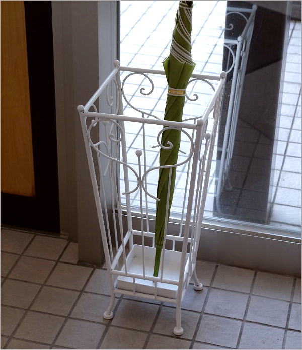 楽天市場】傘立て 白 ホワイト アイアン 四角 スリム コンパクト