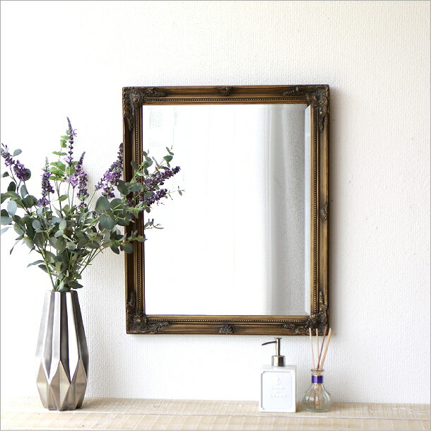 楽天市場】鏡 壁掛けミラー アンティークゴールド レトロ ウォール