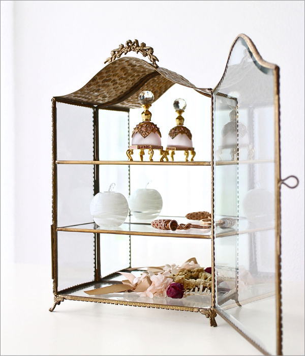 楽天市場】ガラスケース 真鍮 ショーケース 3段 アンティーク