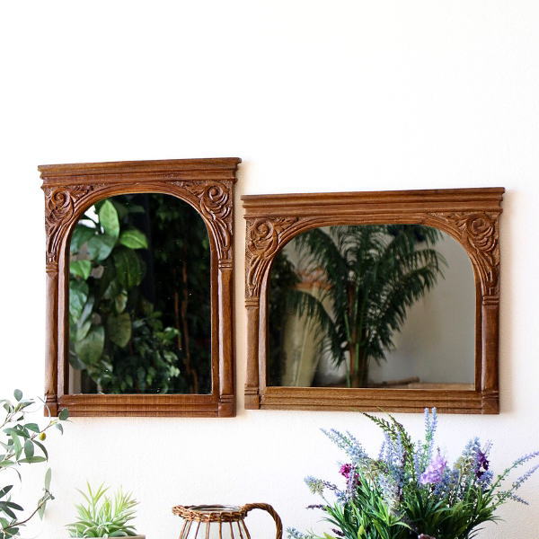 楽天市場】鏡 壁掛け 卓上 ミラー おしゃれ 木製 天然木 マンゴー