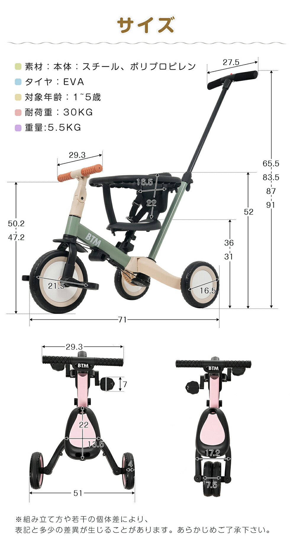 楽天市場】【SS限定価額＆お得クーポン】三輪車 子供 5in1 キッズ