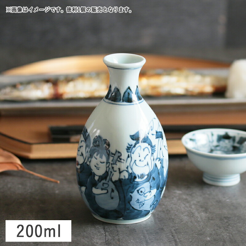 楽天市場】【SSクーポン配布中】染付 七福神 四角徳利 1合 200ml