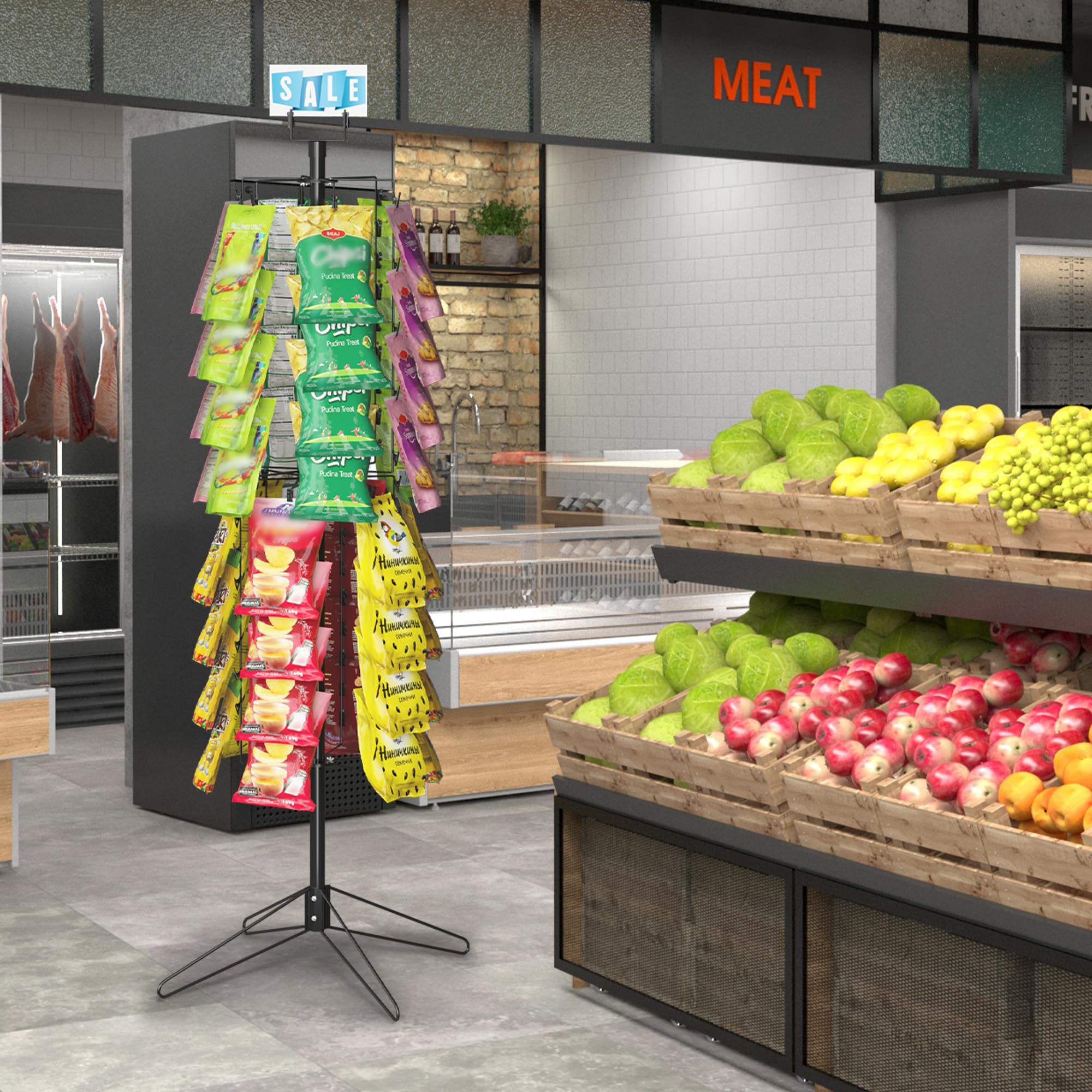 楽天市場】吊り下げ スタンド 回転小売ディスプレイラック 108クリップ