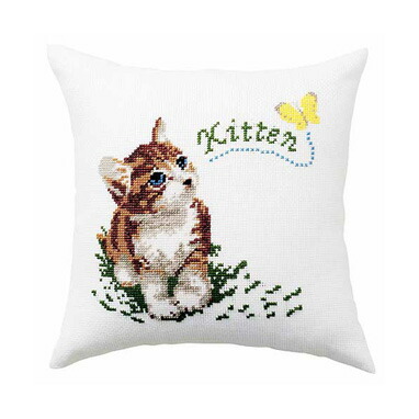 楽天市場】クロスステッチ キット クッションカバー 子猫と蝶 6009