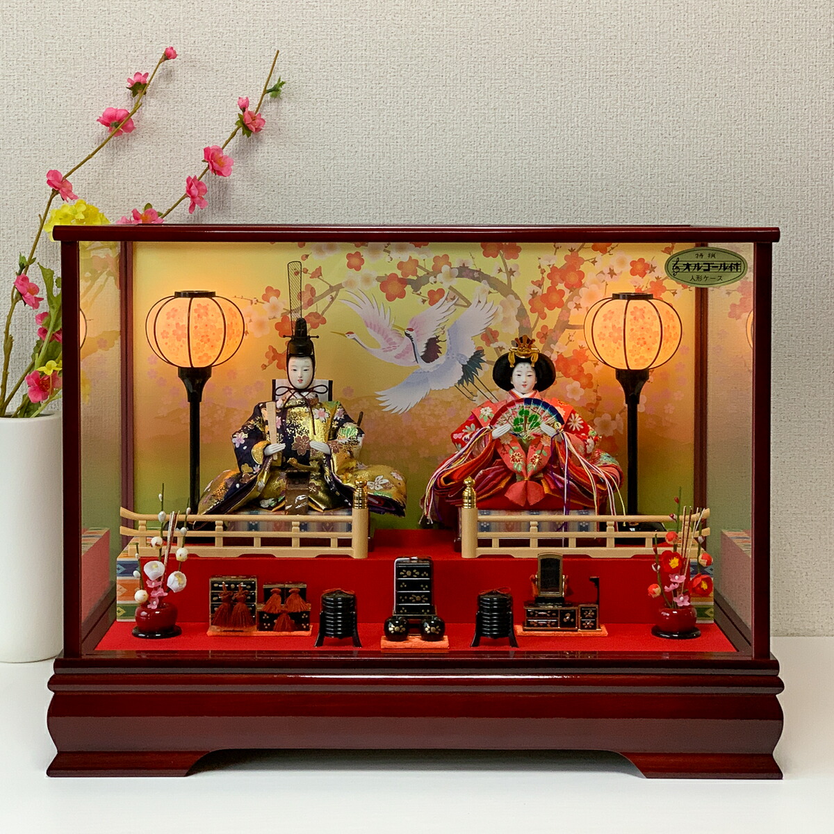 楽天市場】雛人形 コンパクト ケース飾り 親王飾り ひな人形 千鶴雛