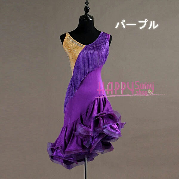 楽天市場】社交ダンス ラテンドレス ワンショルダー タッセル フリンジ