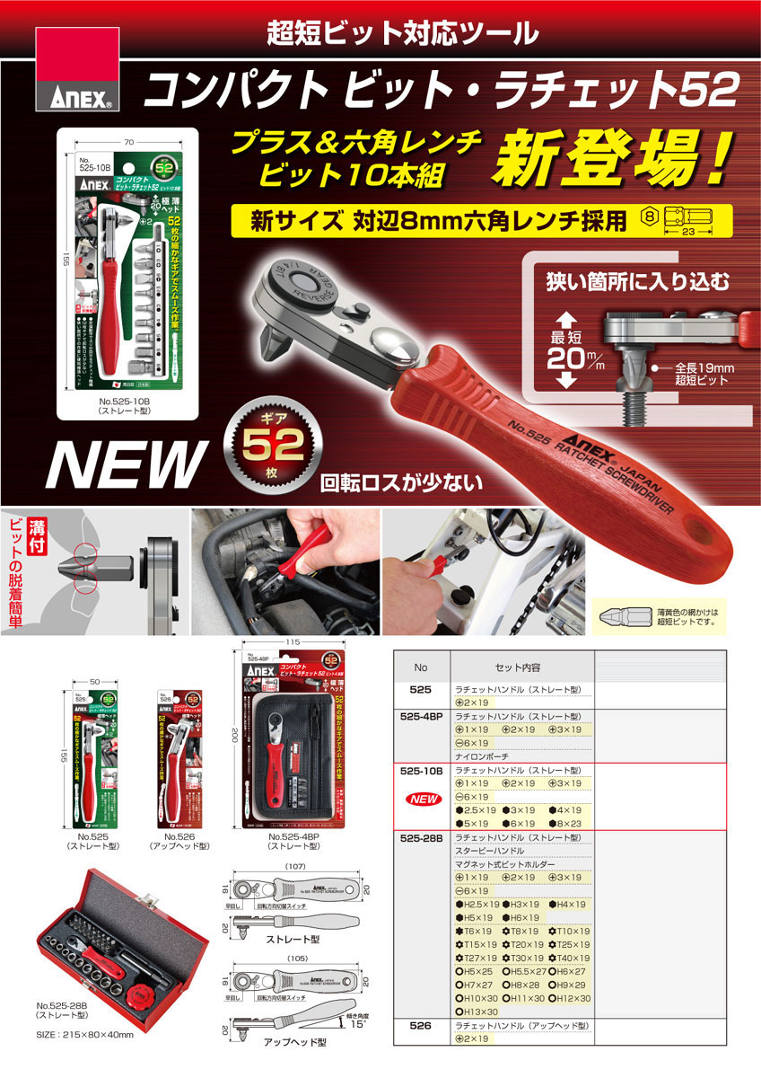 楽天市場】ANEX 526 極薄ヘッド幅20mm52枚ギアア ップヘッド型