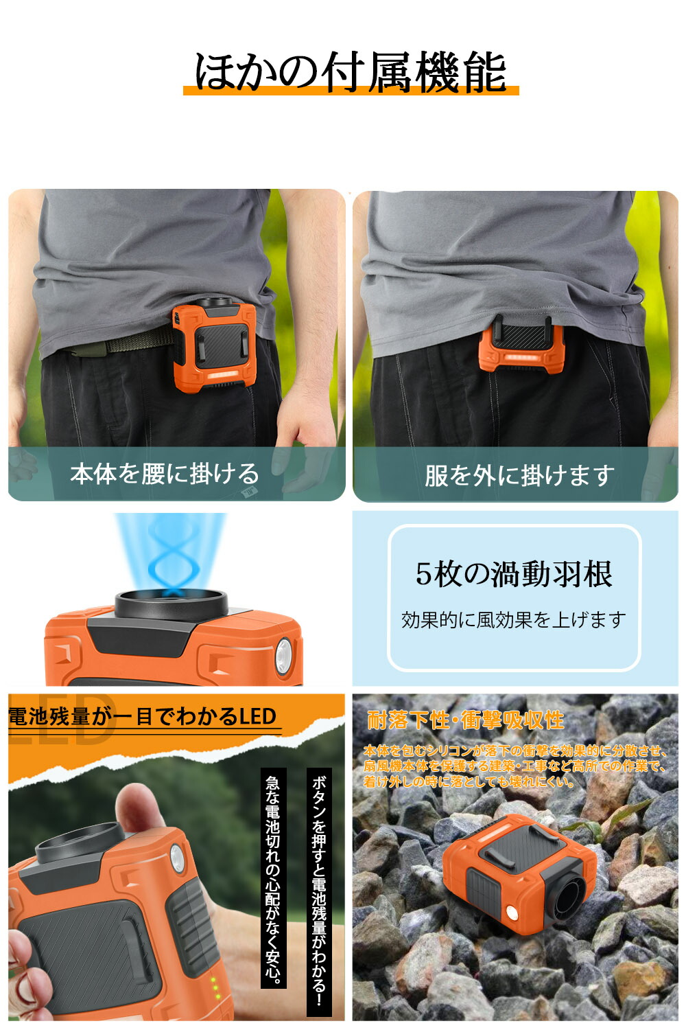 楽天市場】腰掛け扇風機 強力 ベルトファン type-c急速充電 10000mAh大