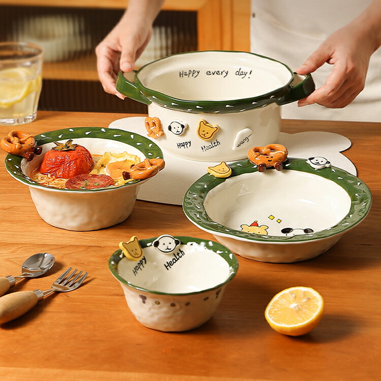 楽天市場】韓国風ボウル 深型 いぬ 磁器ボウルセット セラミックス 食