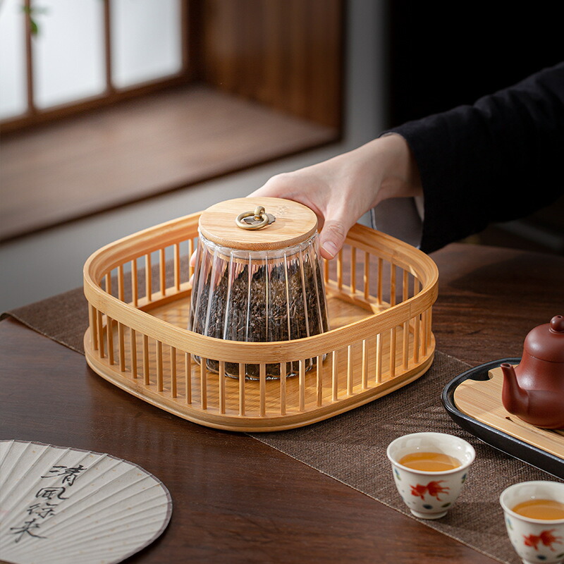 楽天市場】清境Craft 天然竹製 バンブートレー お盆 トレー 丸 皿