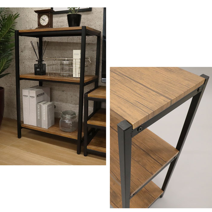 楽天市場】ラック 3段 幅50 ヴィンテージ風 ブラウン ブルックリン