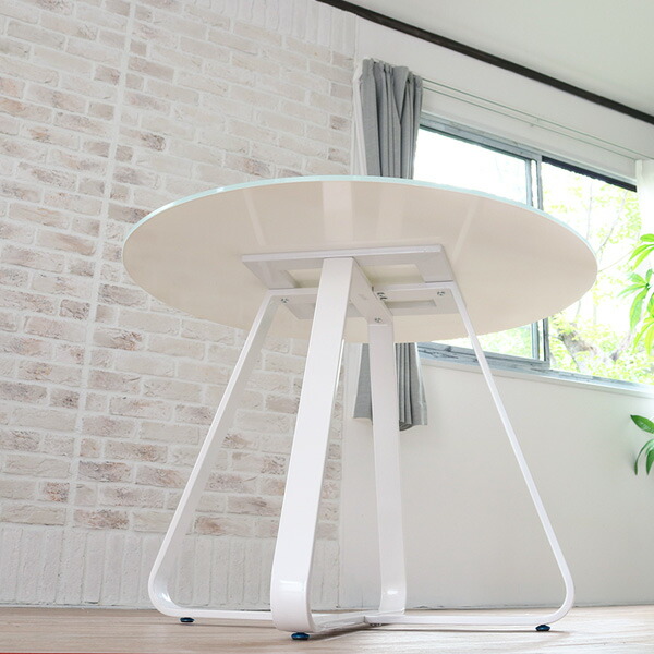 楽天市場】円形 ダイニングテーブル 4人掛け ホワイト ガラス 100cm 丸