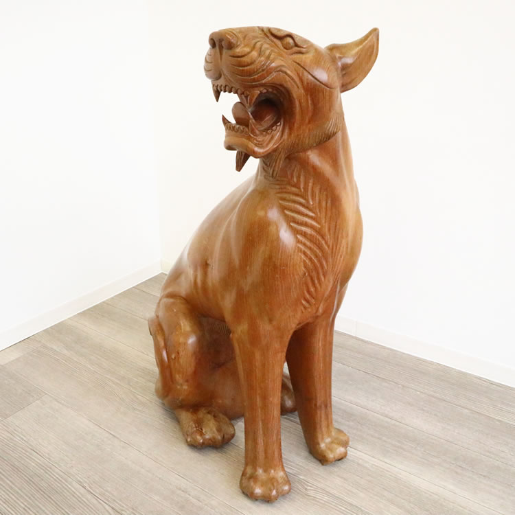 楽天市場】置物 トラ 大きい 木彫り オブジェ 動物 ディスプレイ