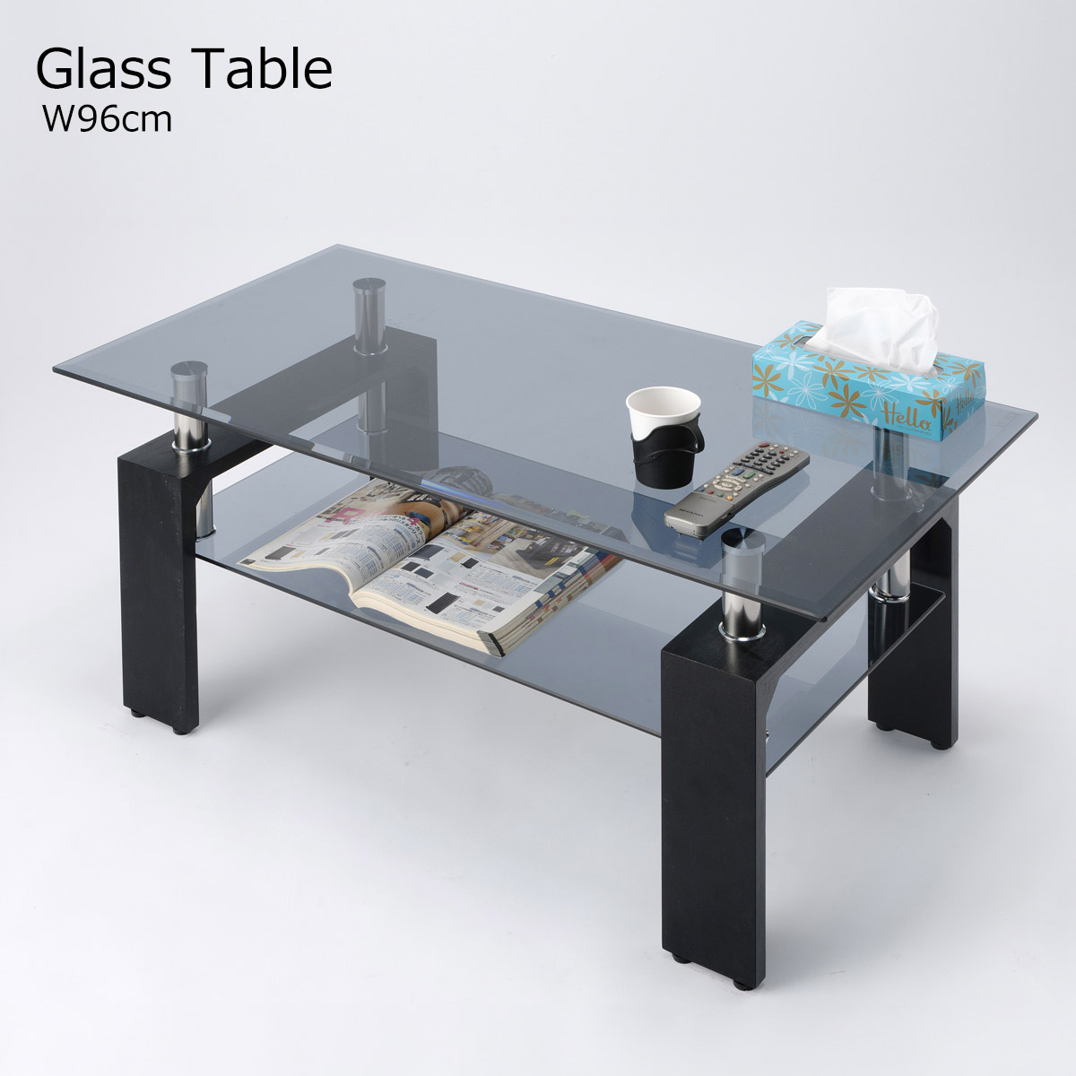 楽天市場】【先着半額クーポン】ガラステーブル リビングテーブル 96cm