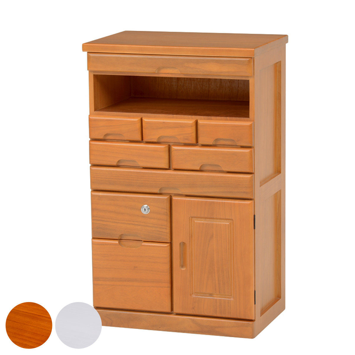 楽天市場】FAX台 電話台 幅48cm 多段引出し 鍵付き 天然木 完成品