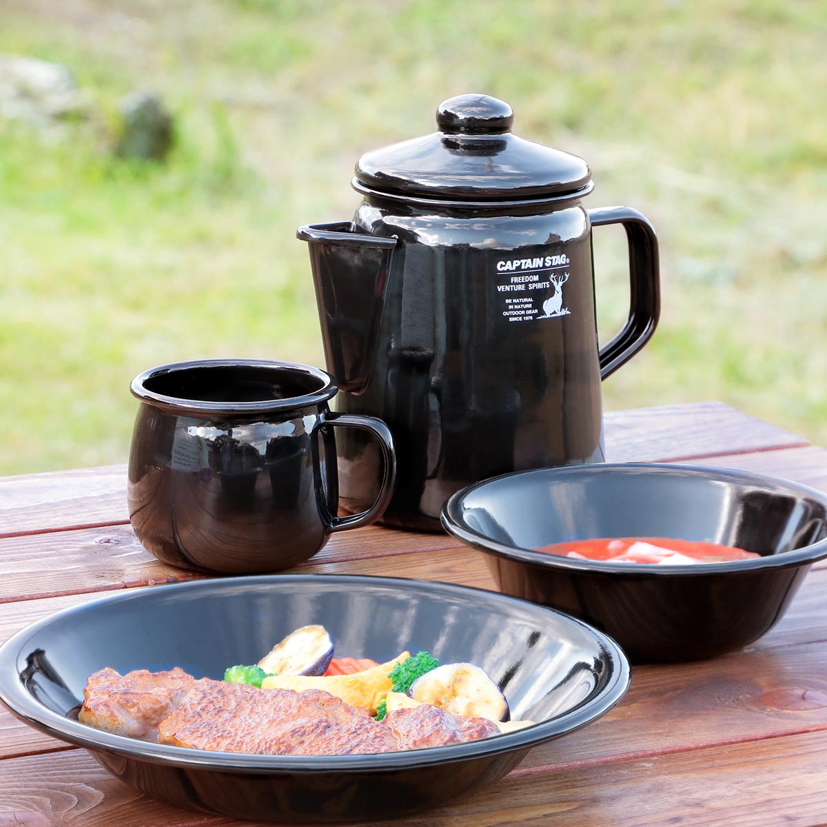 楽天市場】プレート ホーロー 22cm キャプテンスタッグ ブラックラベル