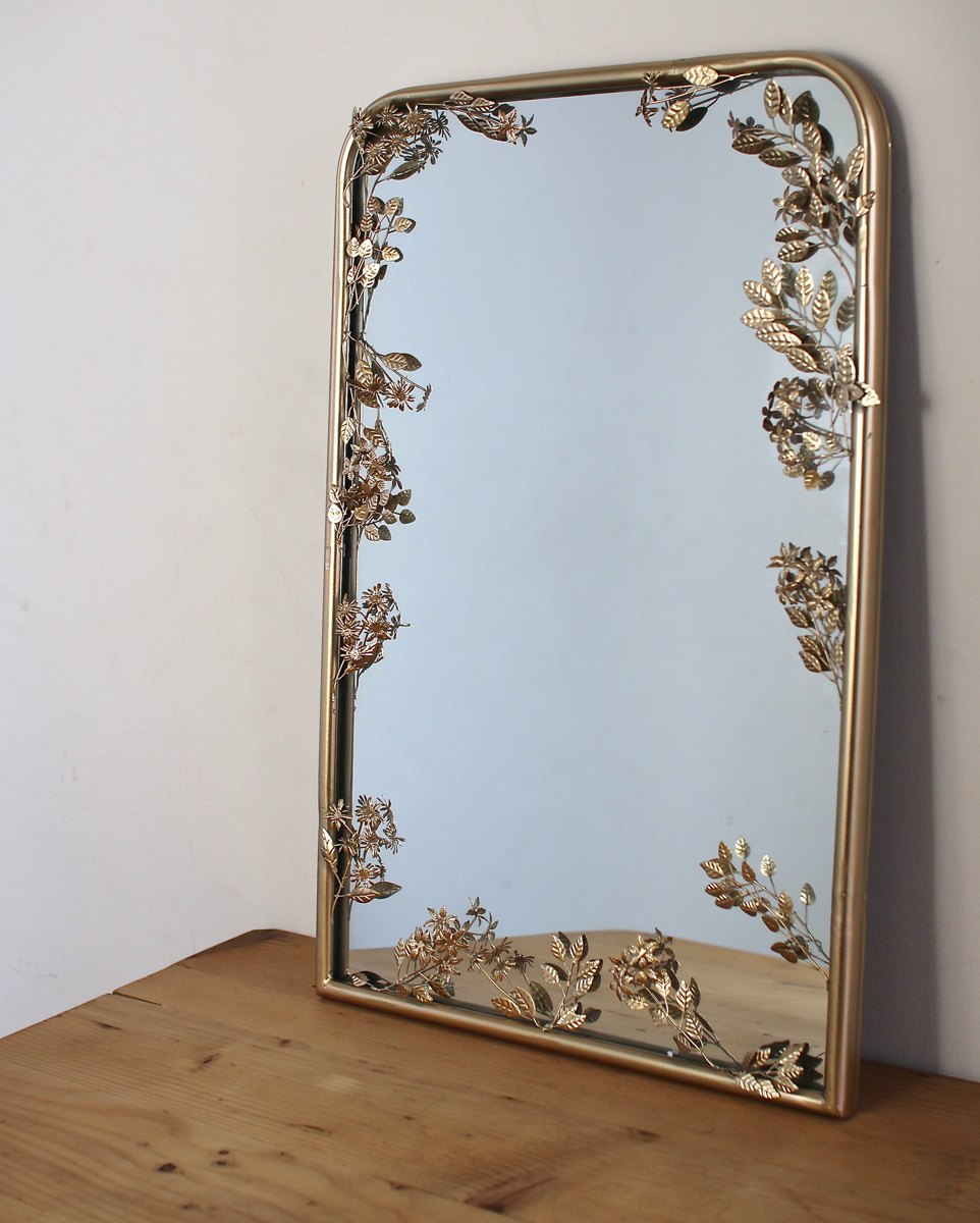 楽天市場】ミラー 壁掛け 幅35.5×高さ54cm フローラルミラー （ 鏡