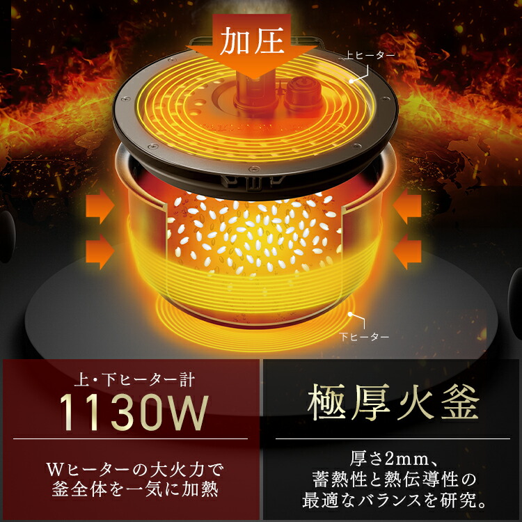 楽天市場】＼20％OFF／【公式】炊飯器 5.5合 一人暮らし 圧力IHジャー