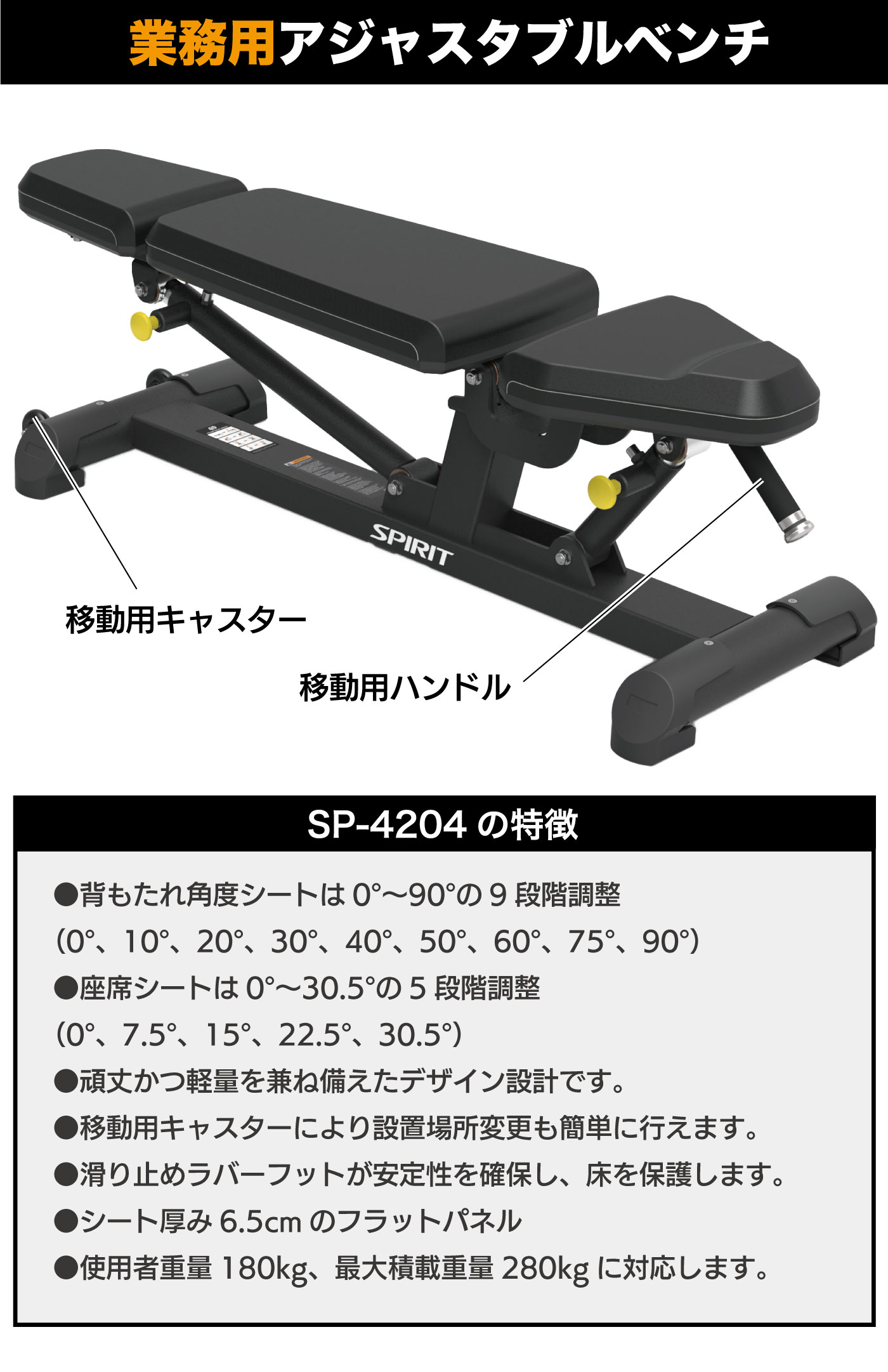 楽天市場】アジャスタブルベンチ SP-4204 業務用 トレーニングベンチ