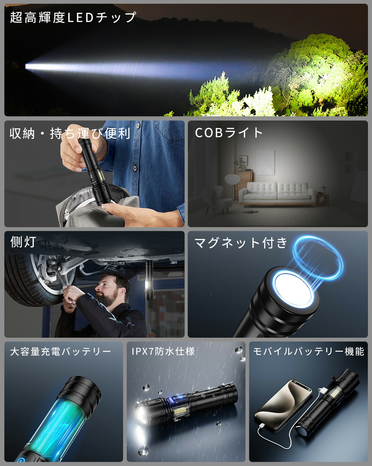 楽天市場】【限定クーポンで1960円】懐中電灯 LED 強力 超高輝度