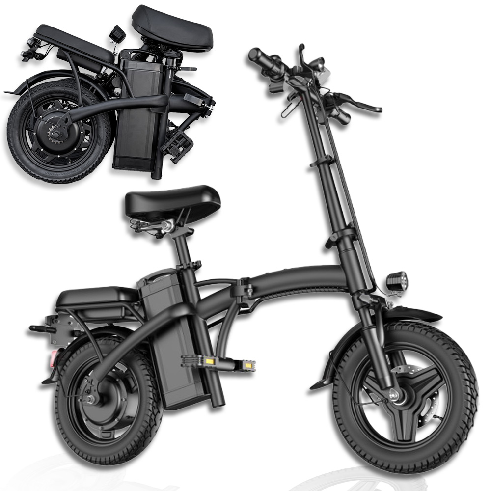 楽天市場】電動アシスト自転車 ブラック 折りたたみ式 14インチ 【免許