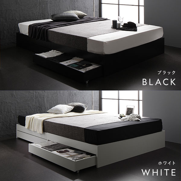 楽天市場】ダブルベッド ヘッドレス ベッド ダブル 収納付き ベッド