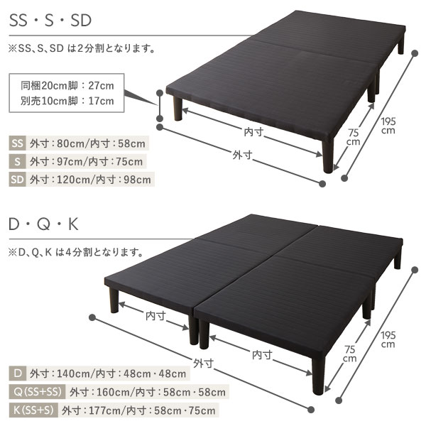 楽天市場】脚付き ベッド ダブル ベッドフレームのみ マットレスなし