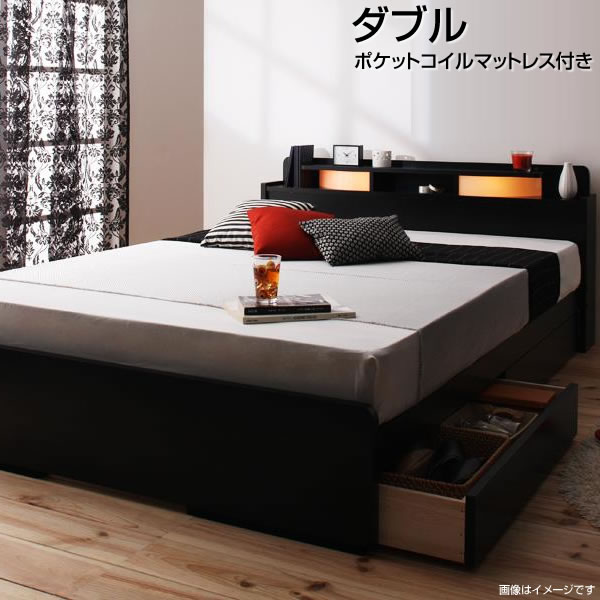 楽天市場】ダブル 日本製 収納付きベッド マットレスセット 大きめ