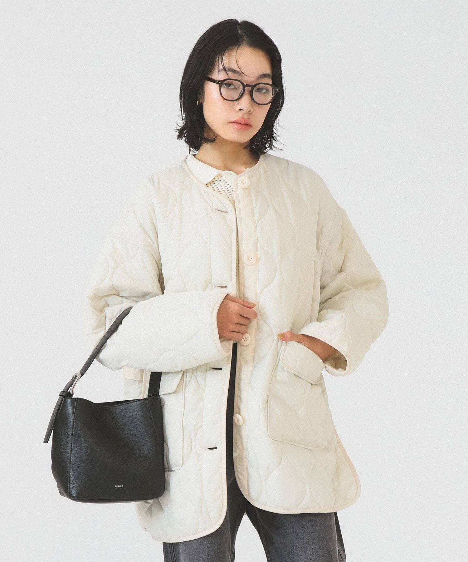 BEAMS WOMEN｜キルティング ノーカラー ブルゾン | Rakuten Fashion