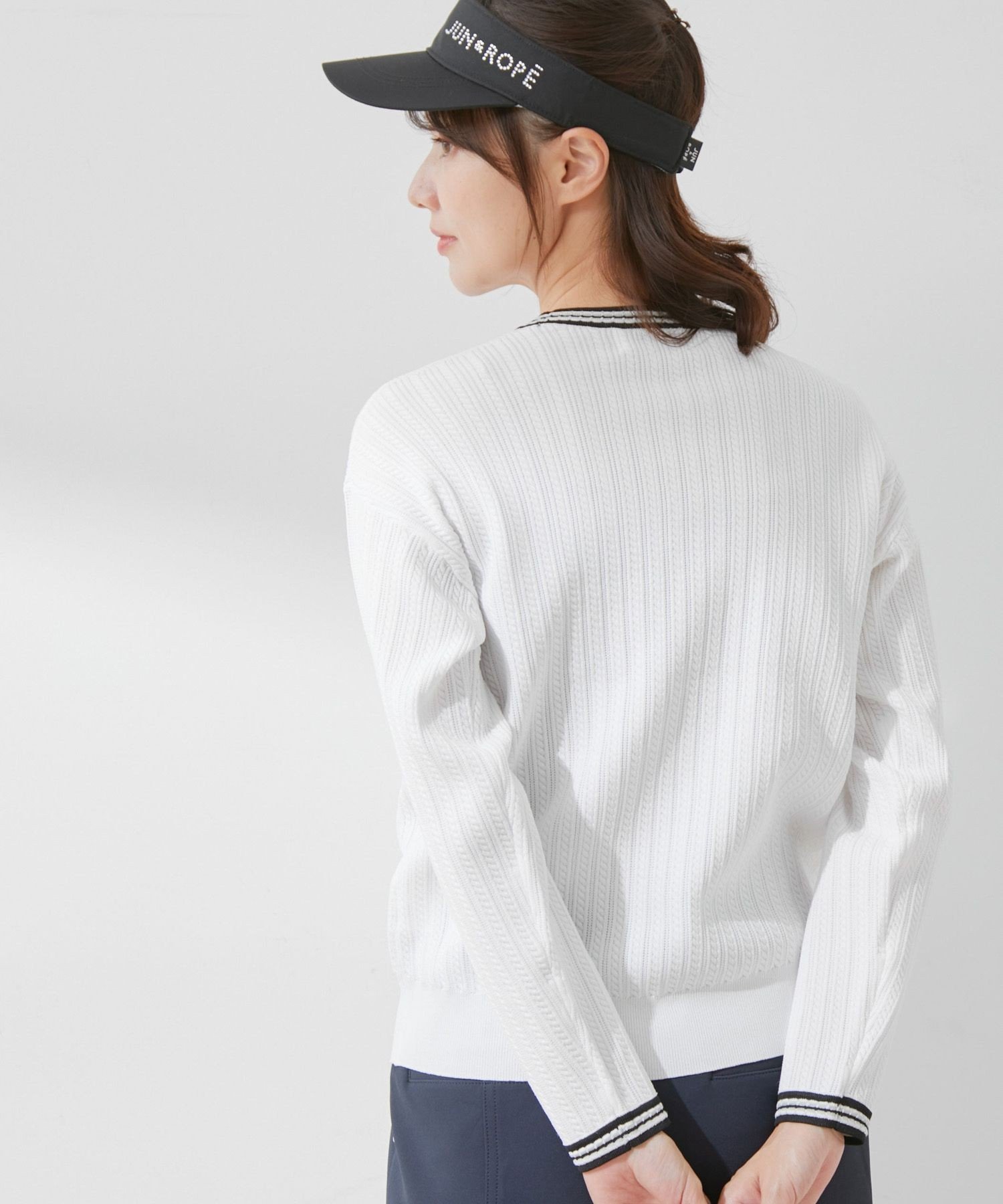 JUN&ROPE'｜ミニケーブル柄プレート使い長袖プルオーバー | Rakuten