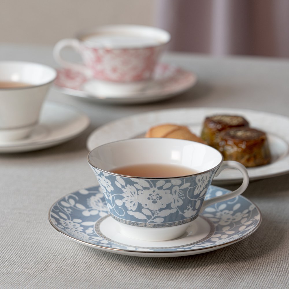 NARUMI｜【公式】ミラノビアンカ カップ&ソーサー(ブルー) 210cc 2人用