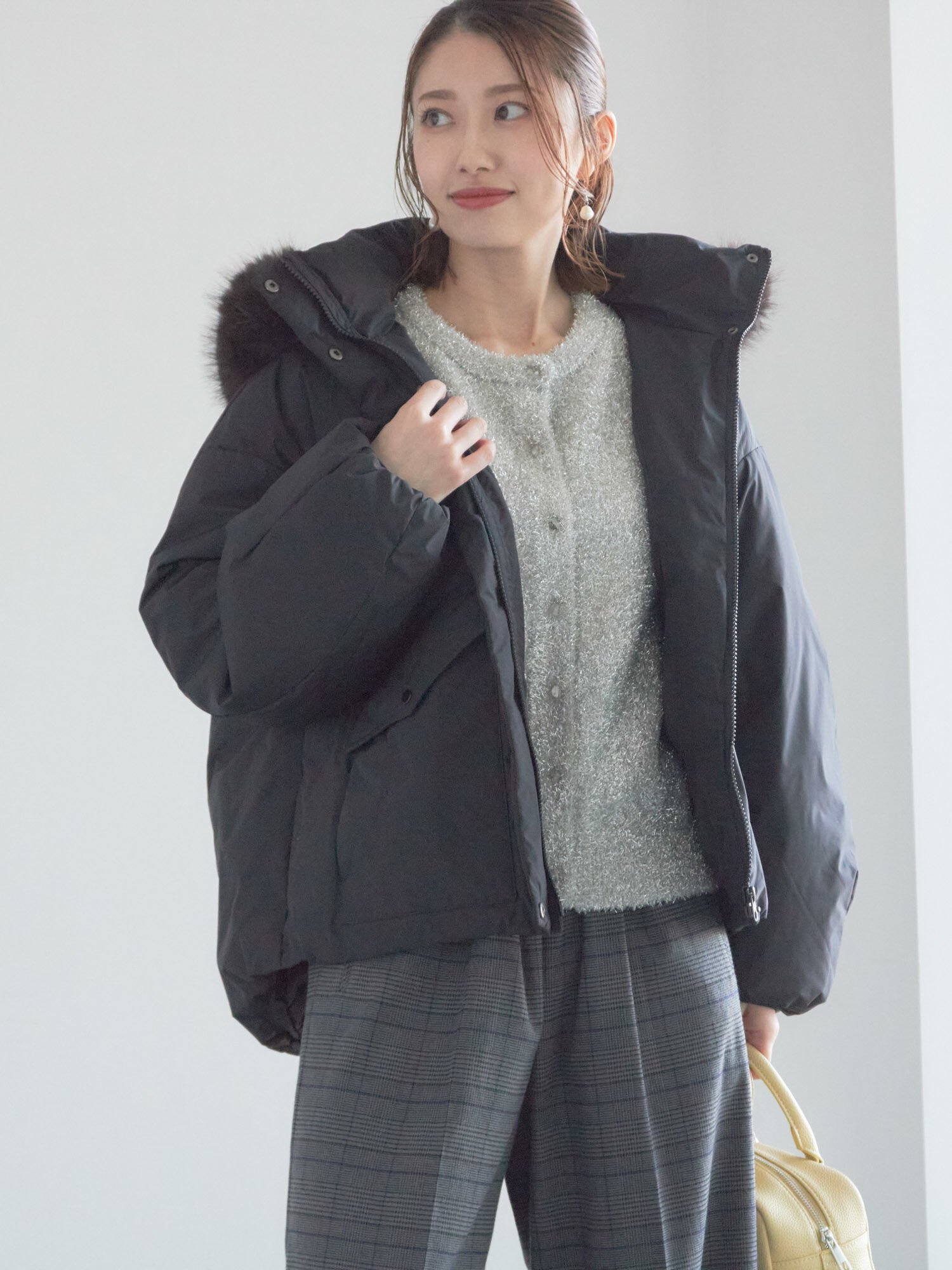 Te chichi｜【宮本茉由着用】フードショートダウンジャケット