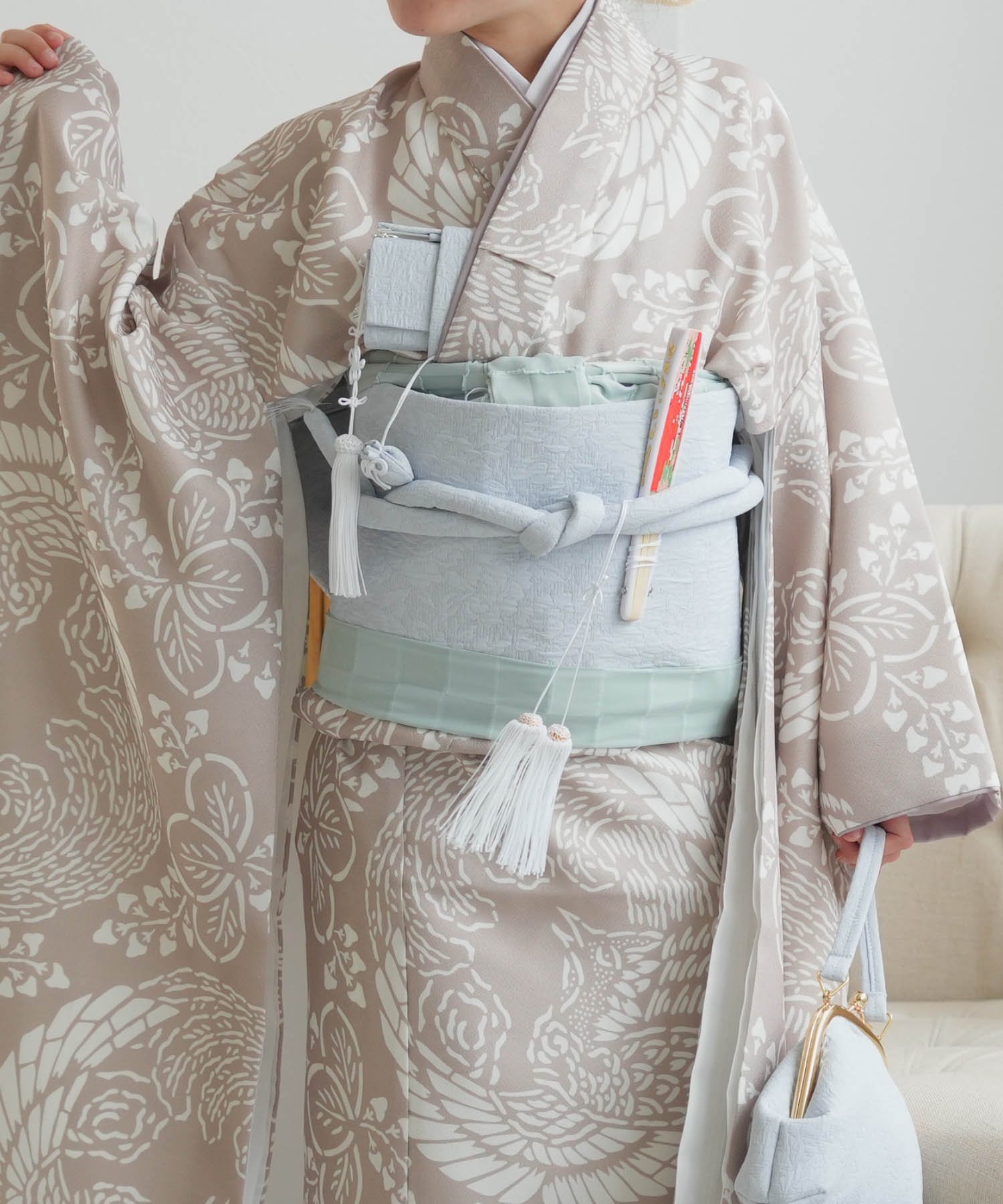 utatane｜ひよこ商店 七五三 着物 7歳 女の子 四つ身 白茶鳳凰