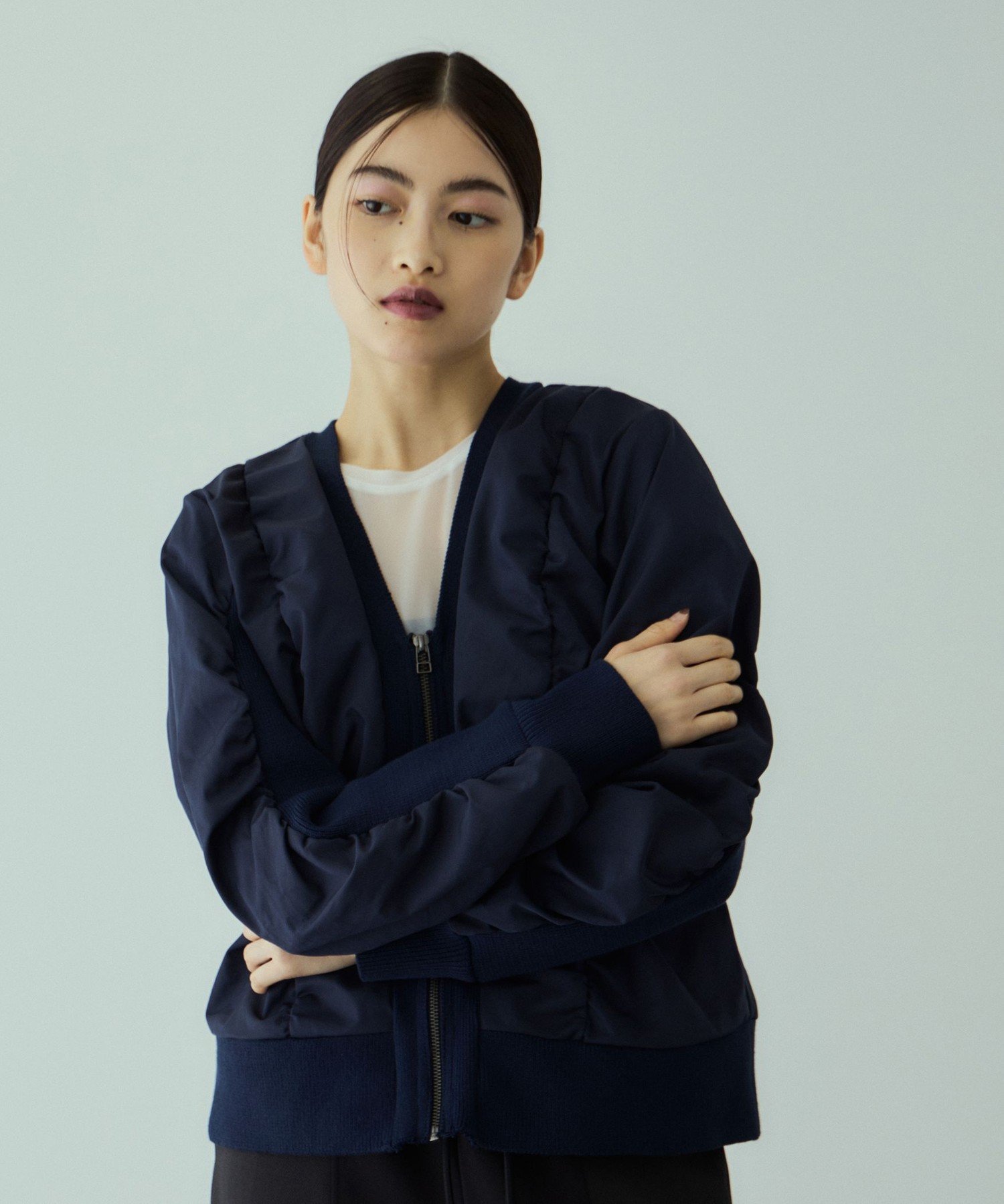 VICKY｜ミラノリブギャザーZIPブルゾン | Rakuten Fashion(楽天