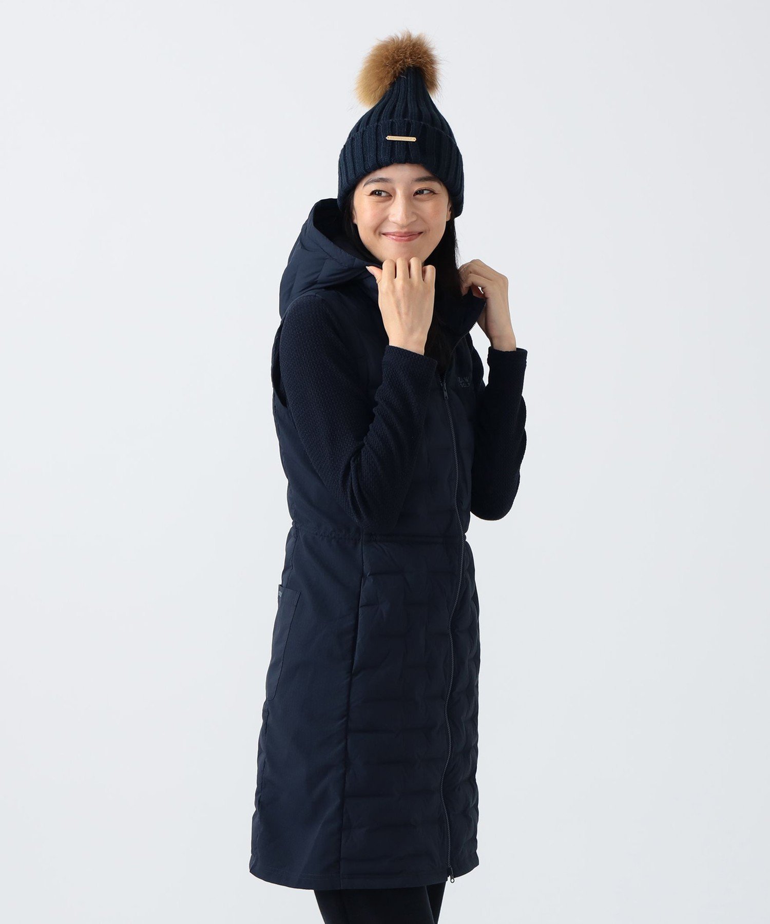 値下げ【美品】23区ゴルフ 今期ファー＆キルトコンビワンピースM/L