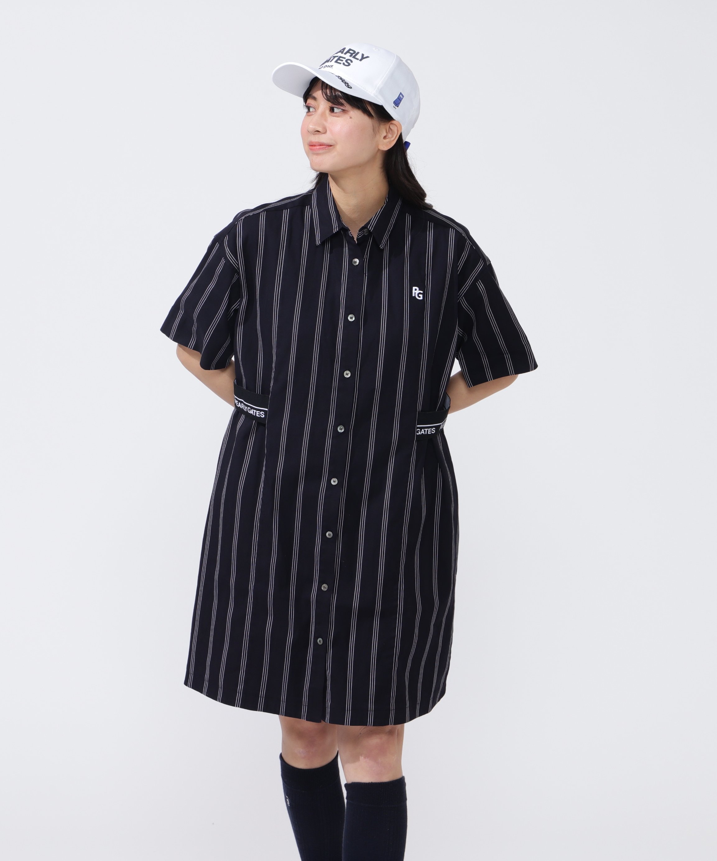 PEARLY GATES ストライプ ポロワンピース PEARLY PEARLY GATES