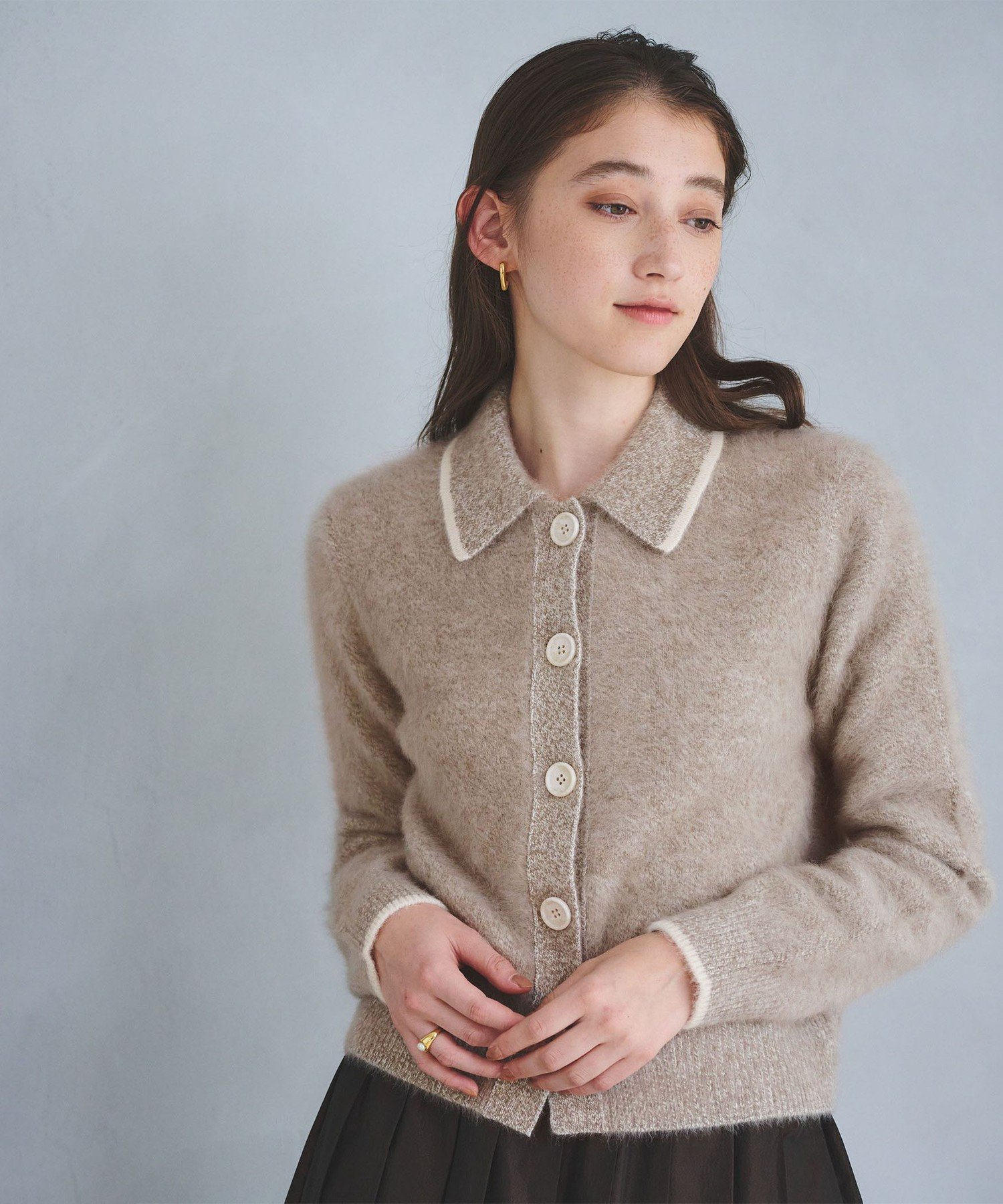 UNITED ARROWS｜フォックスカシミヤ ニットポロ カーディガン