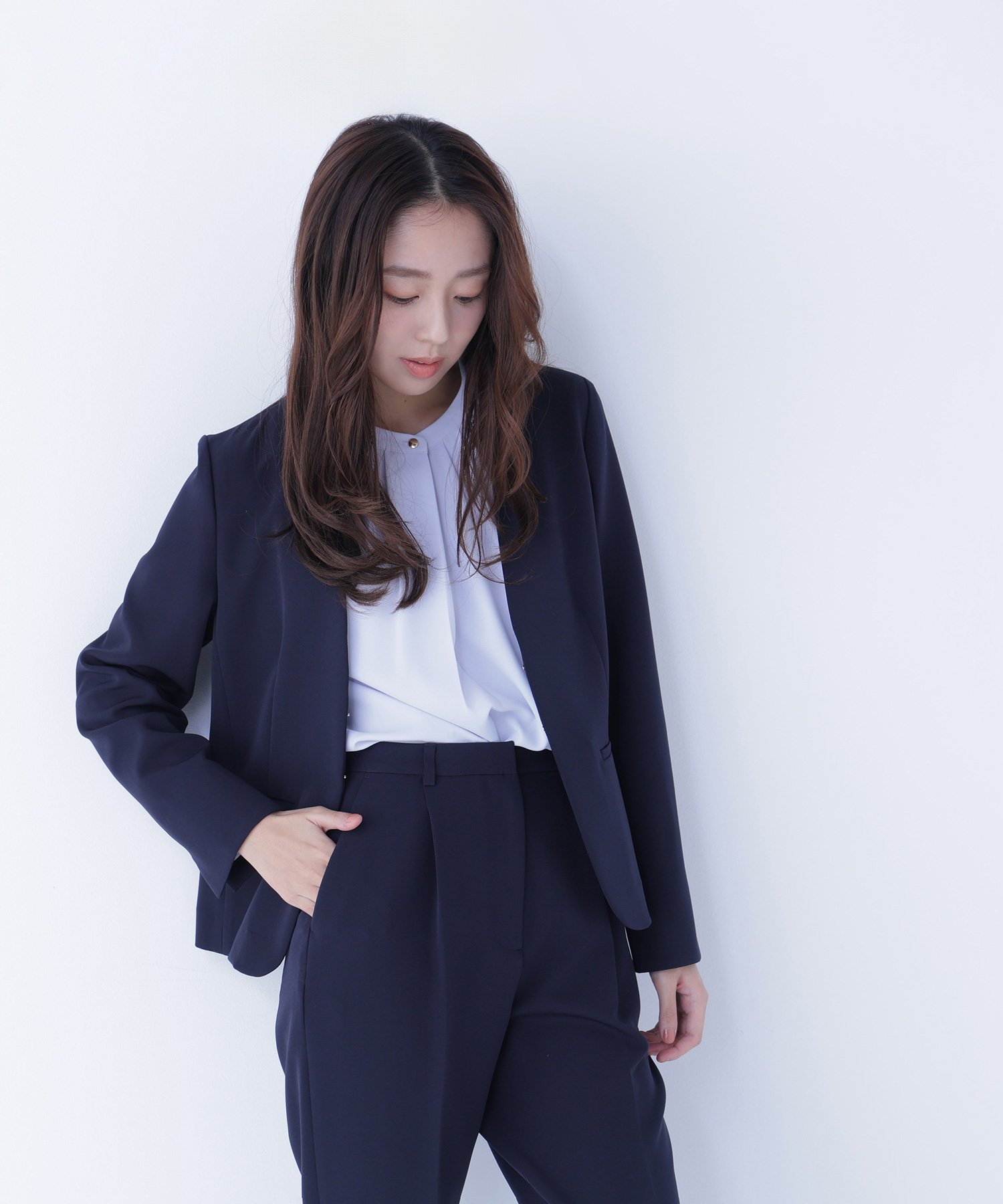 NATURAL BEAUTY BASIC｜ダブルクロスストレッチ SETUP ノーカラー