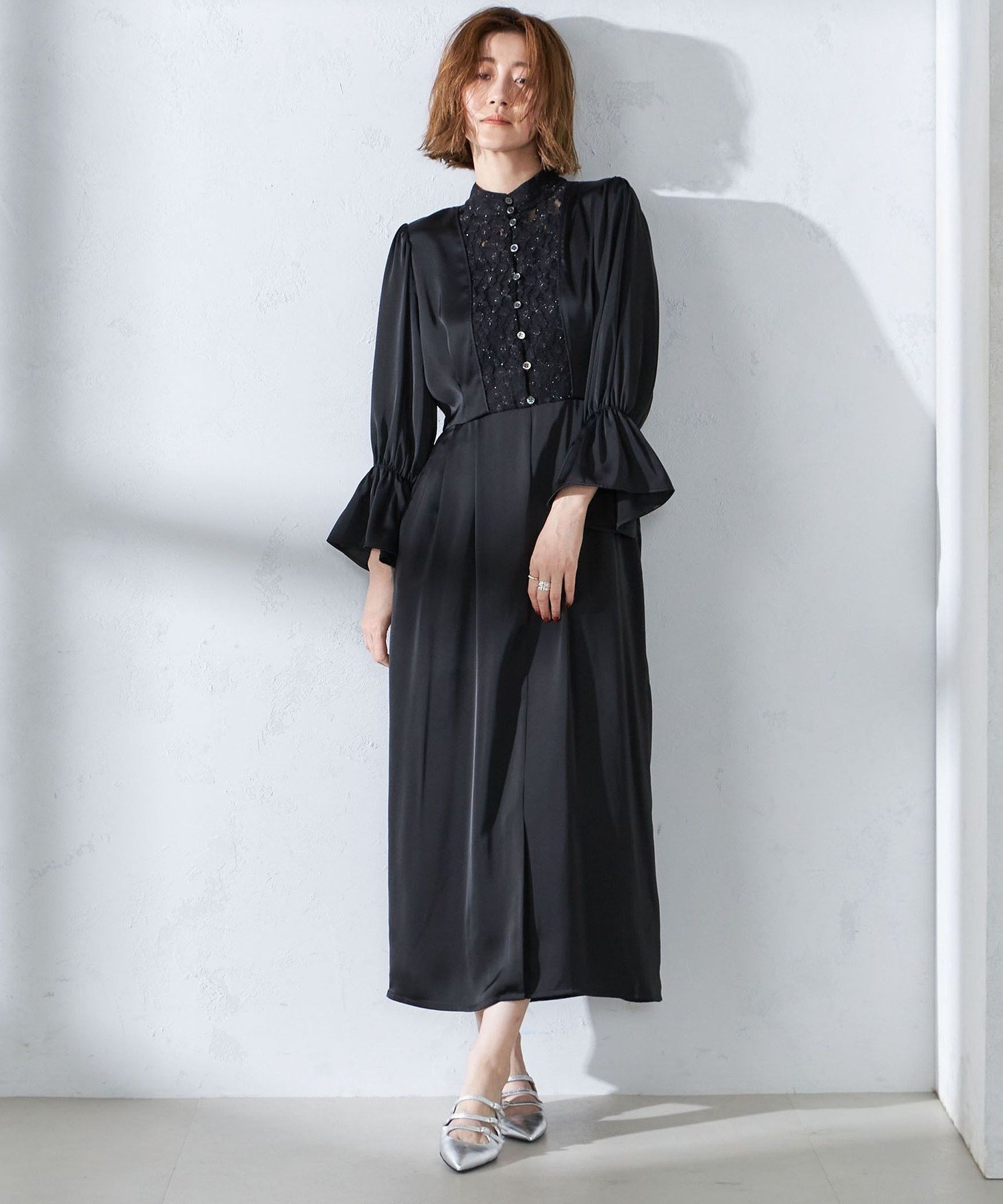 PXG レディース ワンピース 黒 サンバイザーセット バッククロスジョーゼットワンピース 通販【ニッセン】