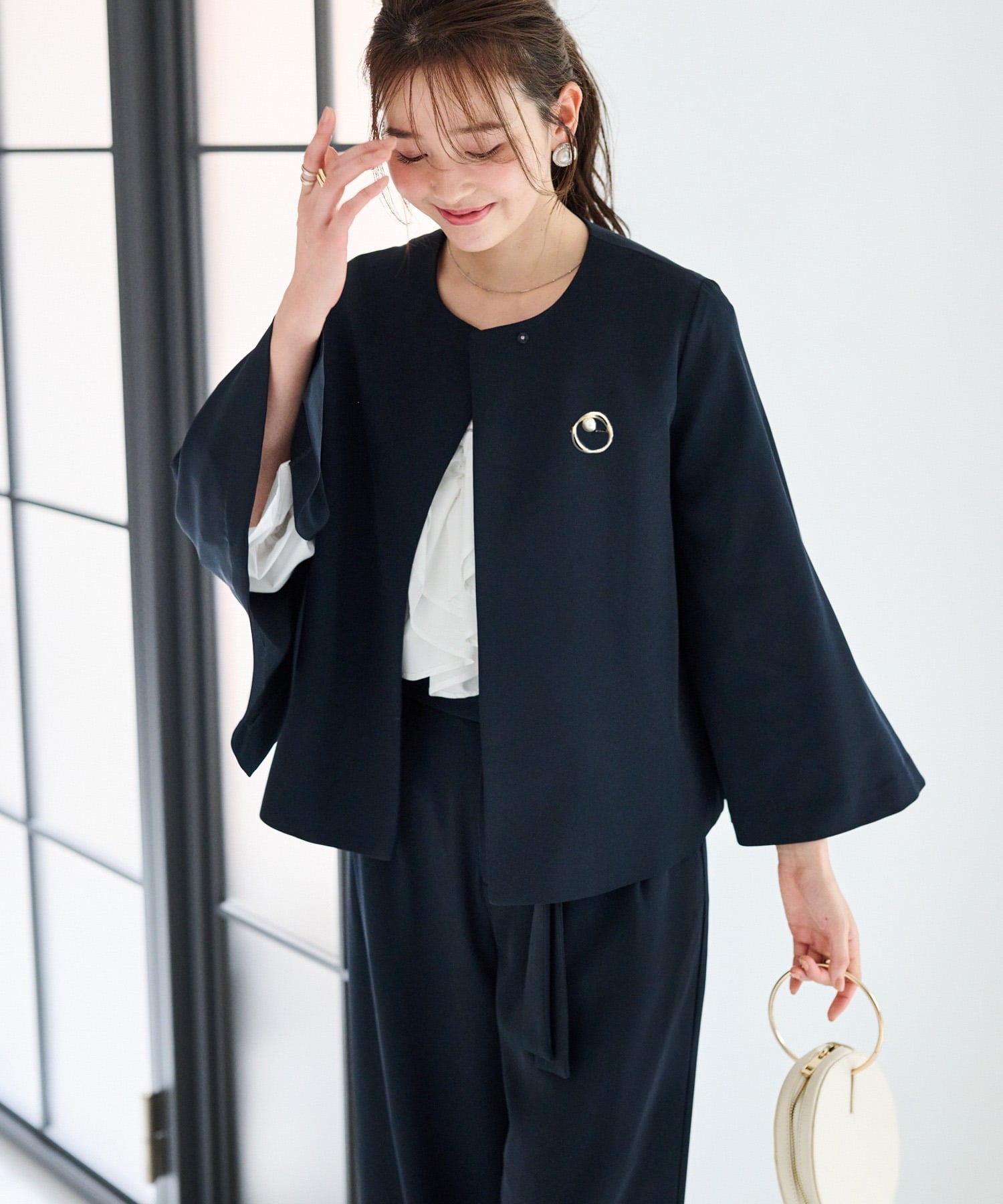 Ranan｜【2点セット】防しわ!洗える!ケープライクジャケット