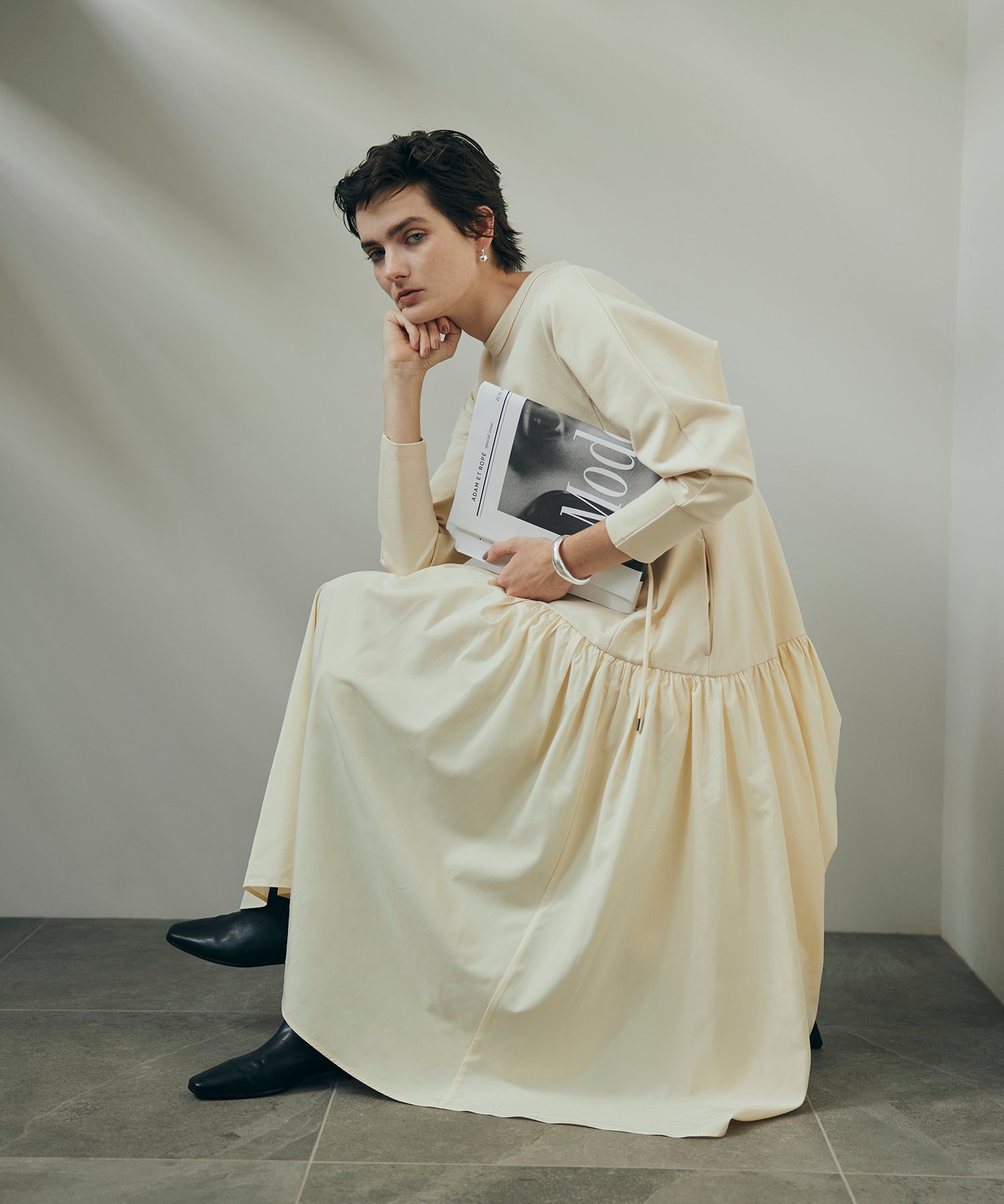 ADAM ET ROPE'｜【サステナブル】タフタコンビワンピース | Rakuten