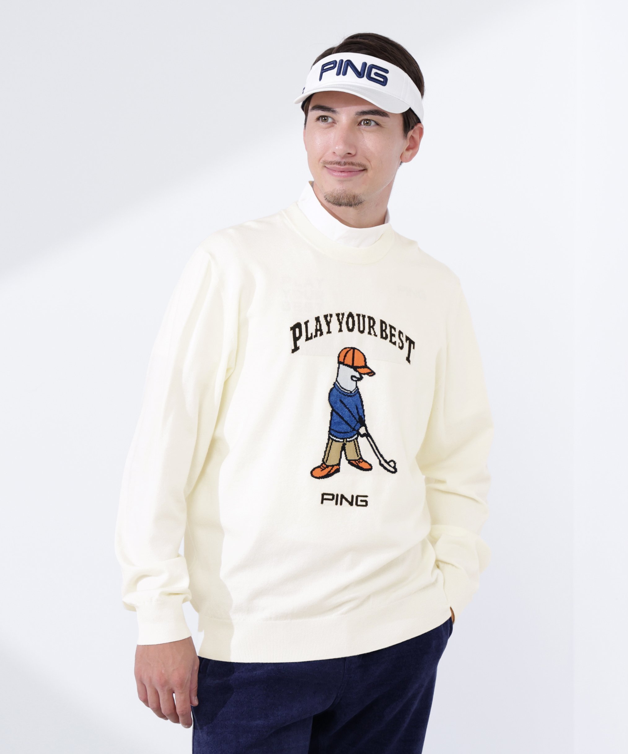PING APPAREL｜Mr.PINGジャカードクルーネックニットプルオーバー
