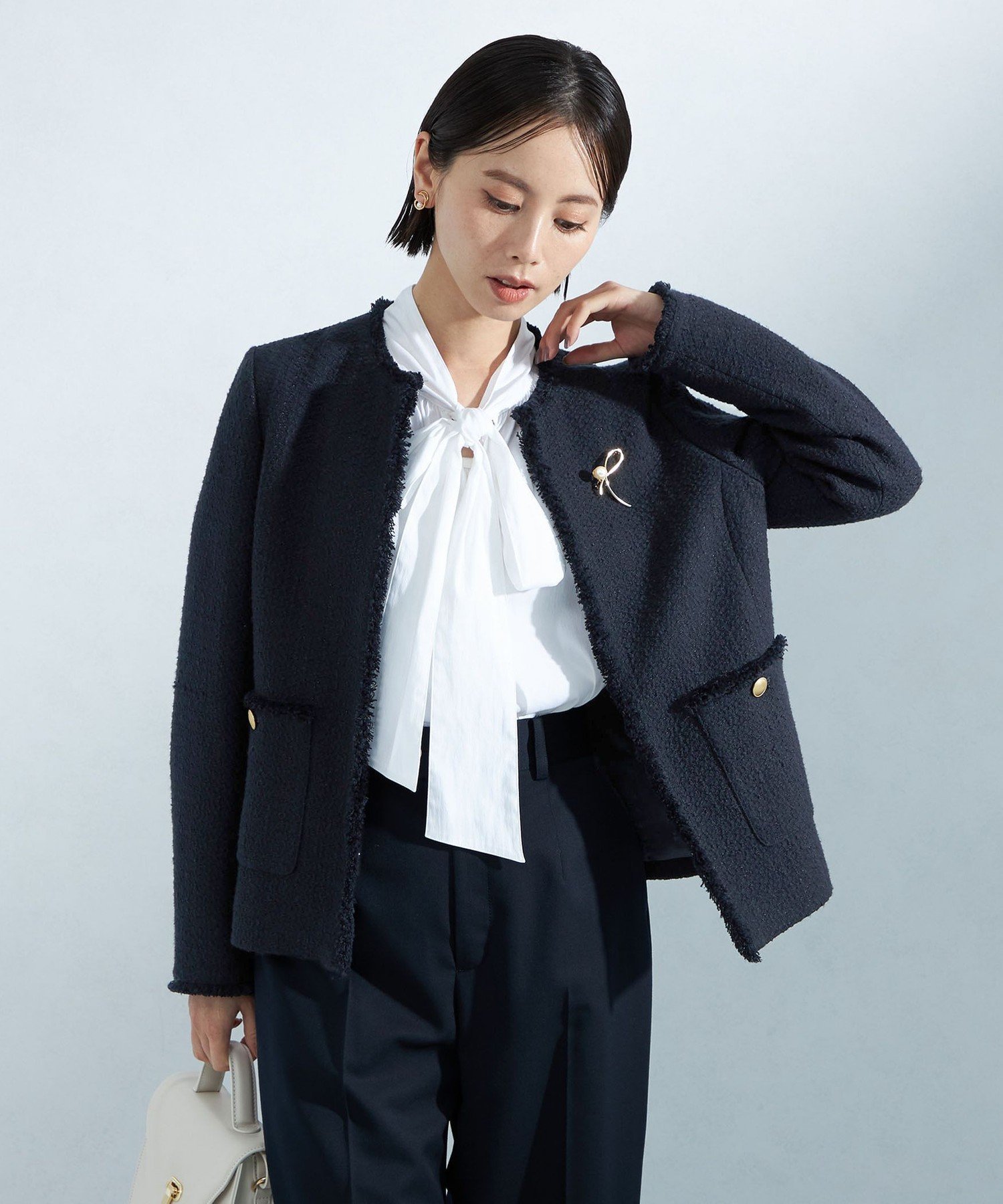 UNITED ARROWS LTD. OUTLET｜ツイードライク ノーカラー ジャケット