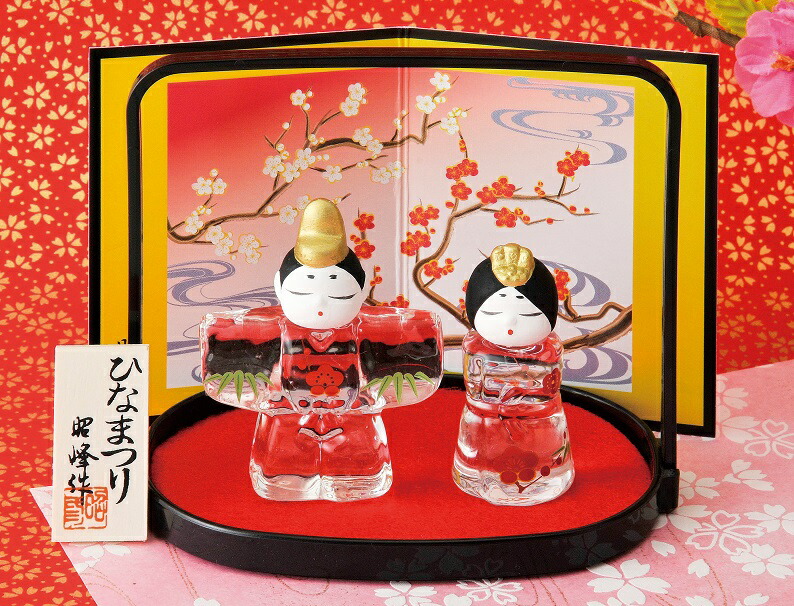 楽天市場】昭峰作 ガラス製（お顔は陶器） 雛人形 彩絵硝子立雛 お盆