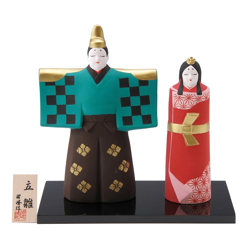楽天市場】昭峰作 陶器製 雛人形 古典模様雛 市松・麻の葉文雛 台