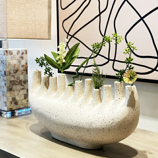 楽天市場】セラミックベース 花瓶 モダン 花器 オブジェ 置き物