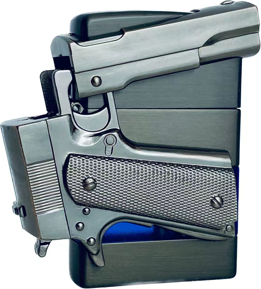 楽天市場】立体厚重型創意デザインピストル型ガスライター 透明