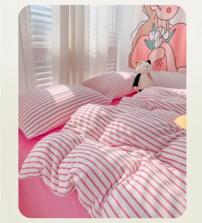 楽天市場】【セール 送料無料】布団カバーセット ストライプ柄 ピンク