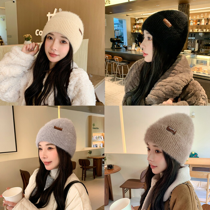 楽天市場】【送料無料】ニット帽 韓国風 帽子 小顔見せ レディース